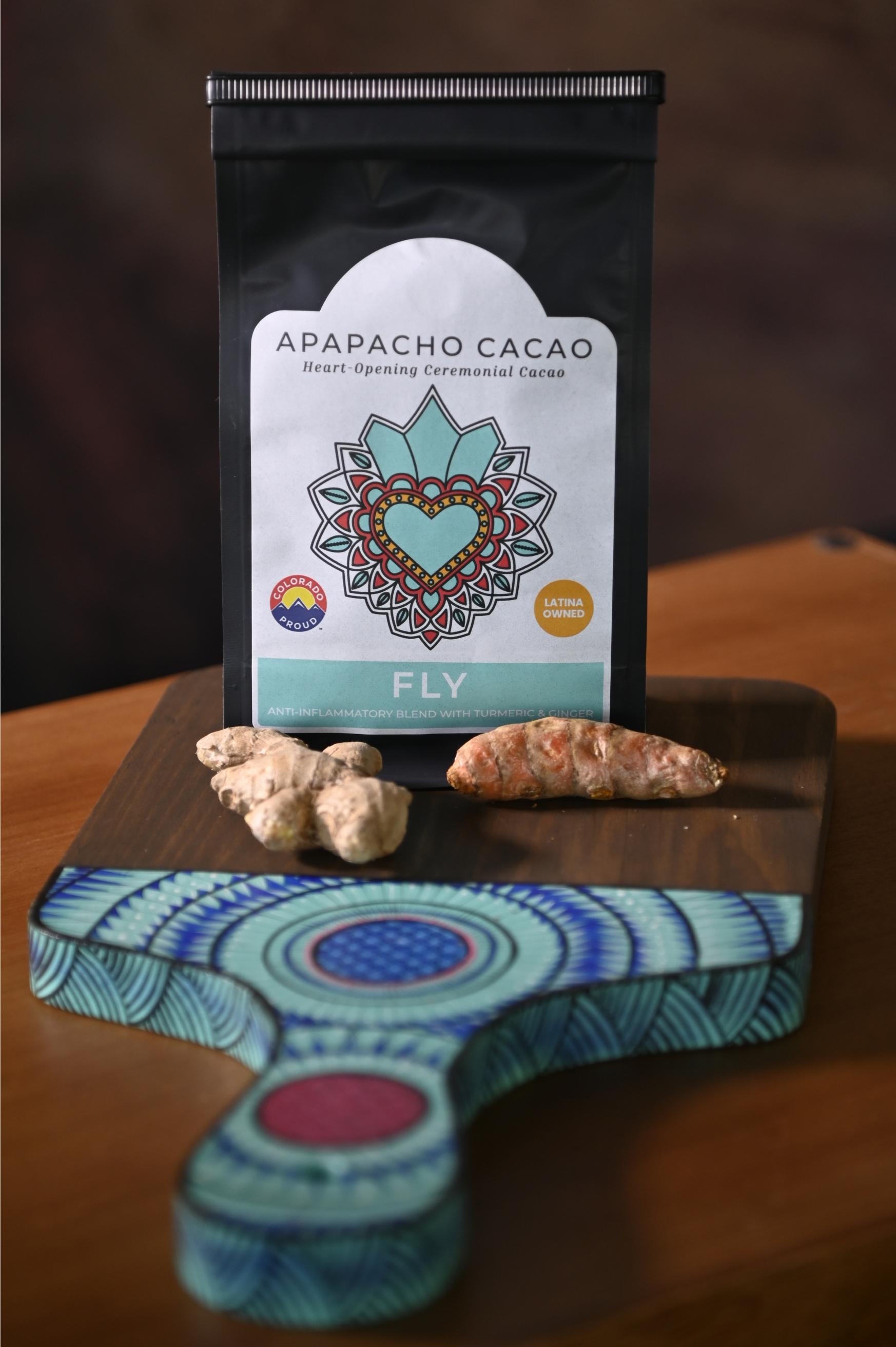 Apapacho Cacao "Fly" blend with turmeric and ginger